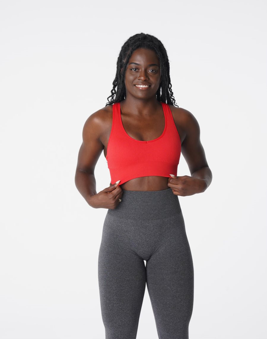 NVGTN Galaxy Ribbet Seamless Sports Bh Dame Rød Danmark | DWJ8GH2D