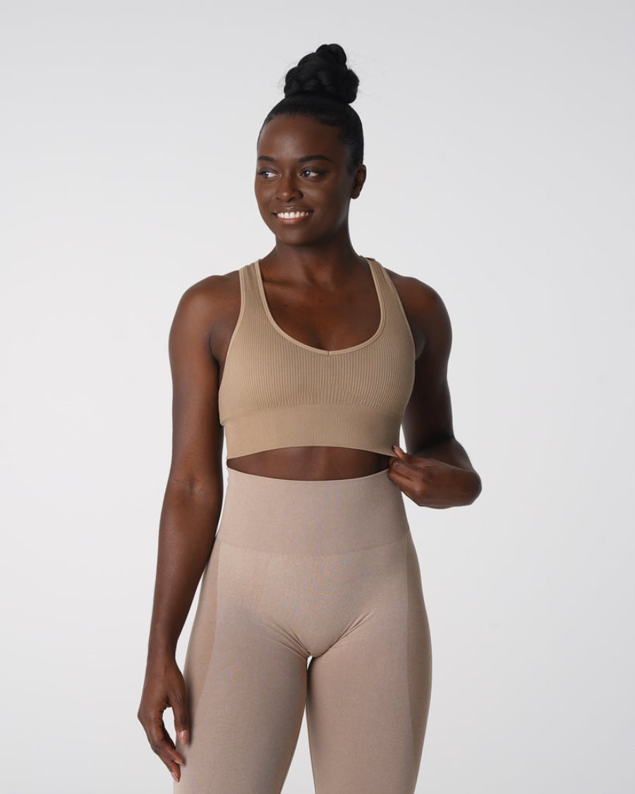 NVGTN Galaxy Ribbet Seamless Sports Bh Dame Beige Danmark | H5ISUHQO