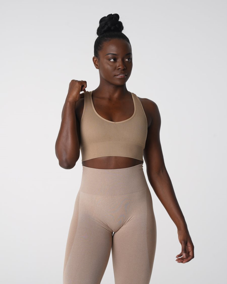 NVGTN Galaxy Ribbet Seamless Sports Bh Dame Beige Danmark | H5ISUHQO