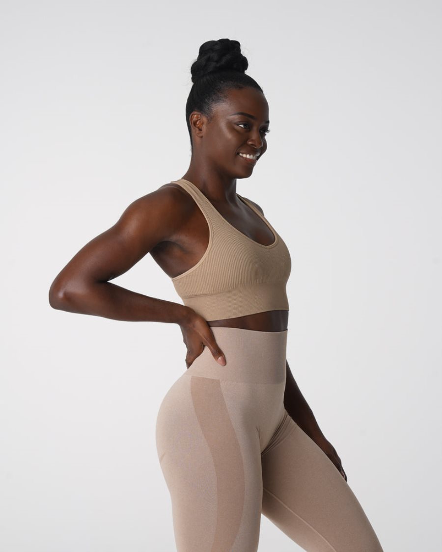 NVGTN Galaxy Ribbet Seamless Sports Bh Dame Beige Danmark | H5ISUHQO