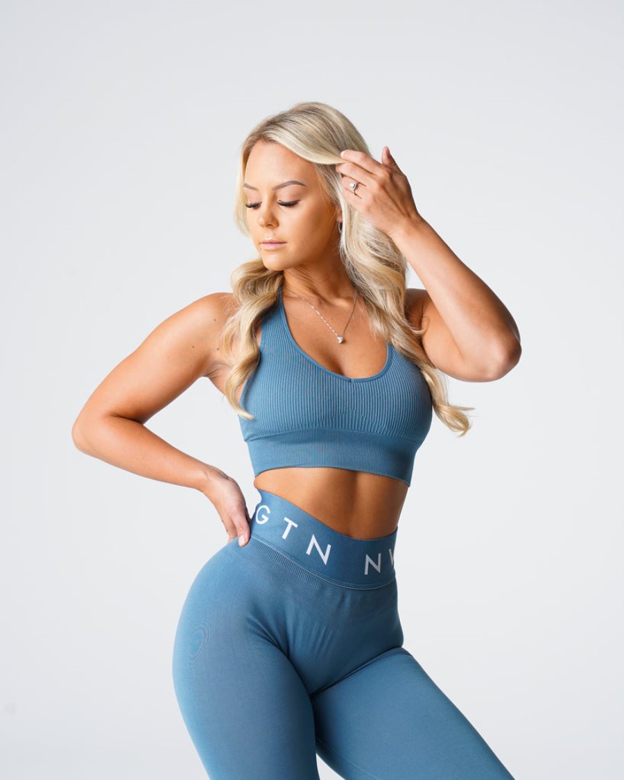 NVGTN Galaxy Ribbet Seamless Sports Bh Dame Blå Danmark | TIWTPMMG