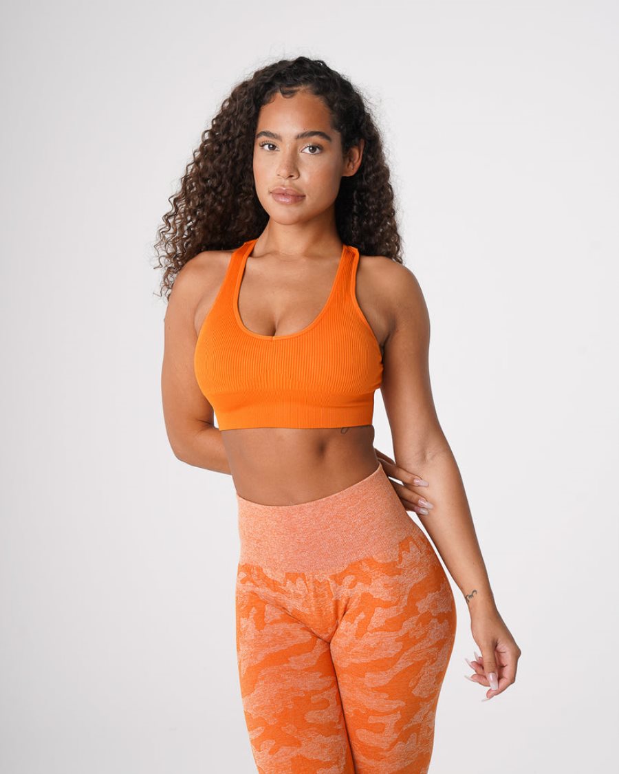 NVGTN Galaxy Ribbet Seamless Sports Bh Dame Orange Danmark | X64FN4CS