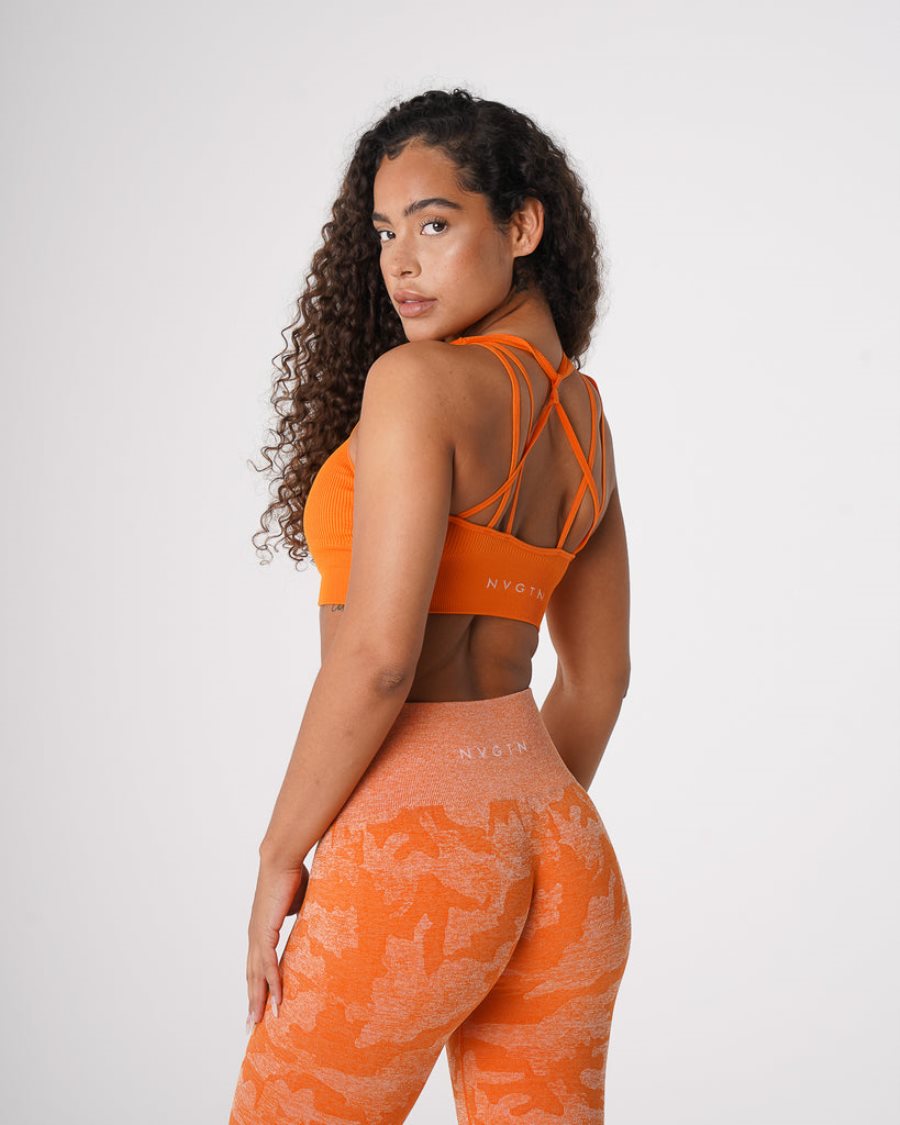 NVGTN Galaxy Ribbet Seamless Sports Bh Dame Orange Danmark | X64FN4CS