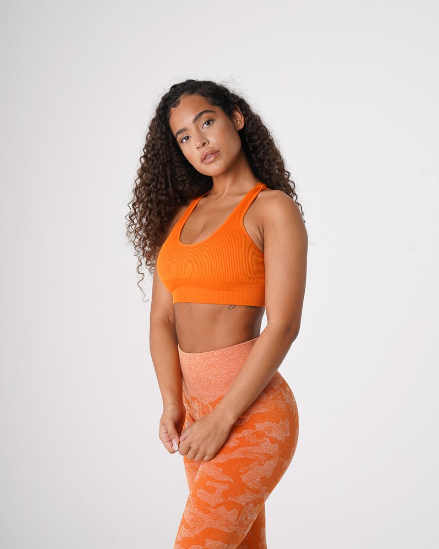 NVGTN Galaxy Ribbet Seamless Sports Bh Dame Orange Danmark | X64FN4CS