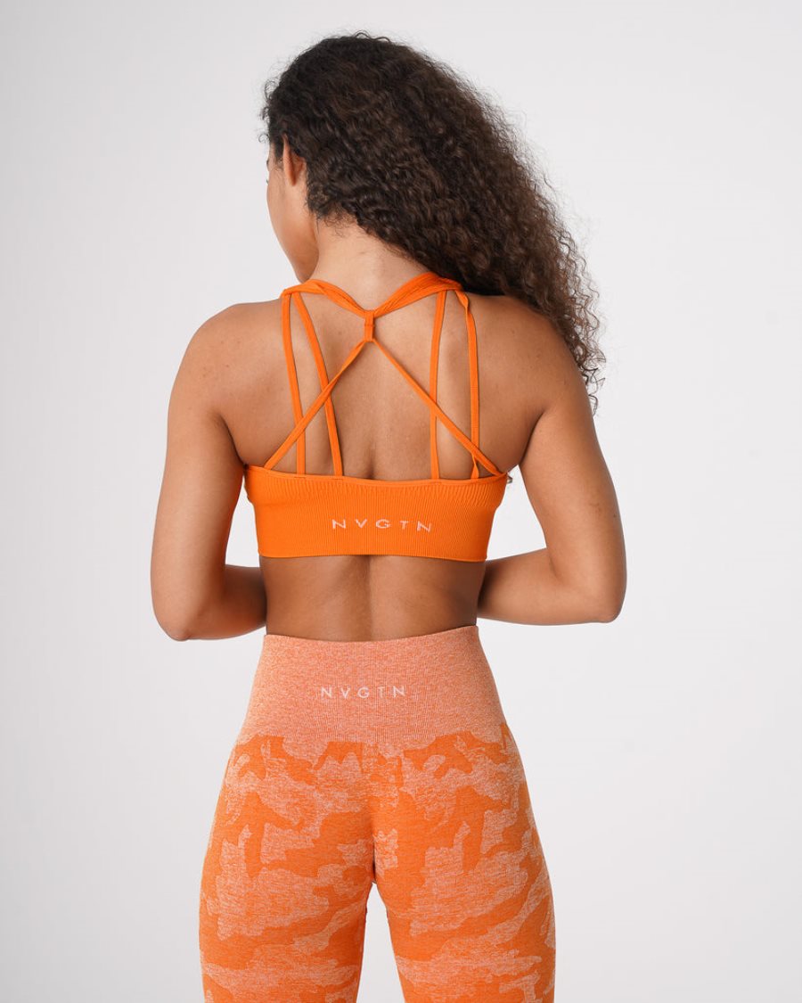 NVGTN Galaxy Ribbet Seamless Sports Bh Dame Orange Danmark | X64FN4CS