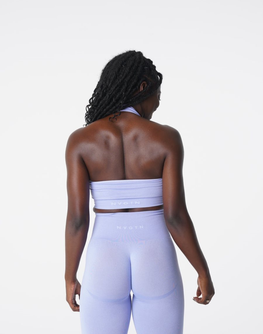 NVGTN Limitless Ribbet Seamless Halter Sports Bh Dame Lyselilla Danmark | 3OII12XY