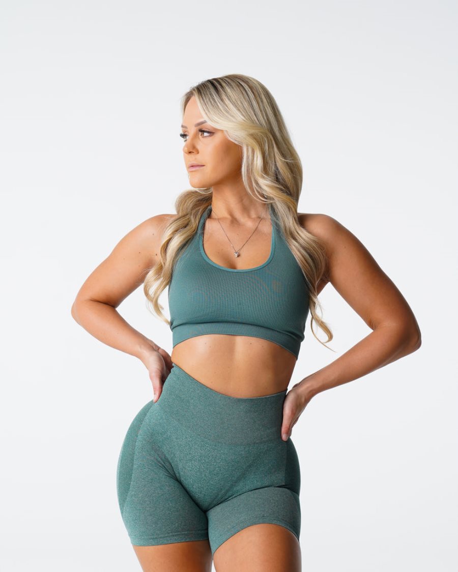 NVGTN Limitless Ribbet Seamless Halter Sports Bh Dame Grøn Danmark | D935X95H