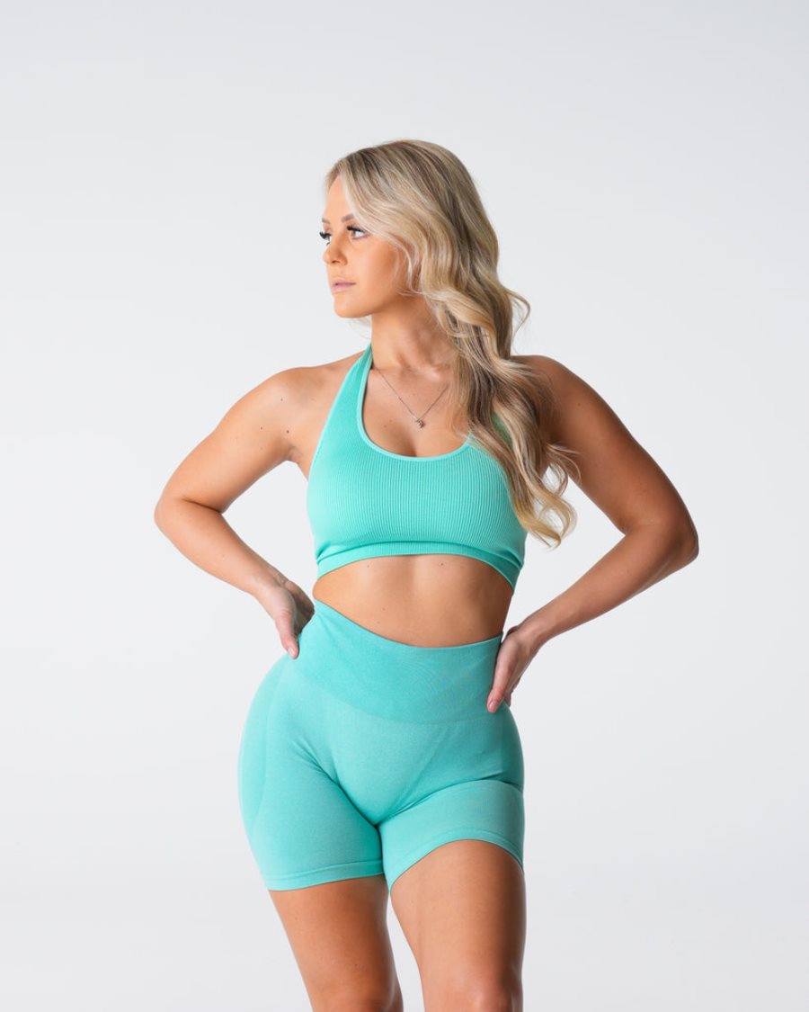 NVGTN Limitless Ribbet Seamless Halter Sports Bh Dame Mintgrønne Danmark | J4HINHOY