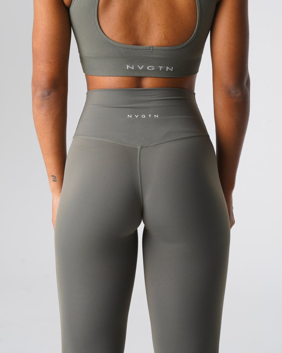 NVGTN Signature 2.0 Leggings Dame Khaki Grøn Danmark | VK5STRGJ