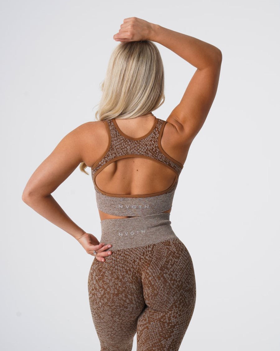 NVGTN Snakeskin Eclipse Seamless Sports Bh Dame Brune Danmark | 1OEP2D25