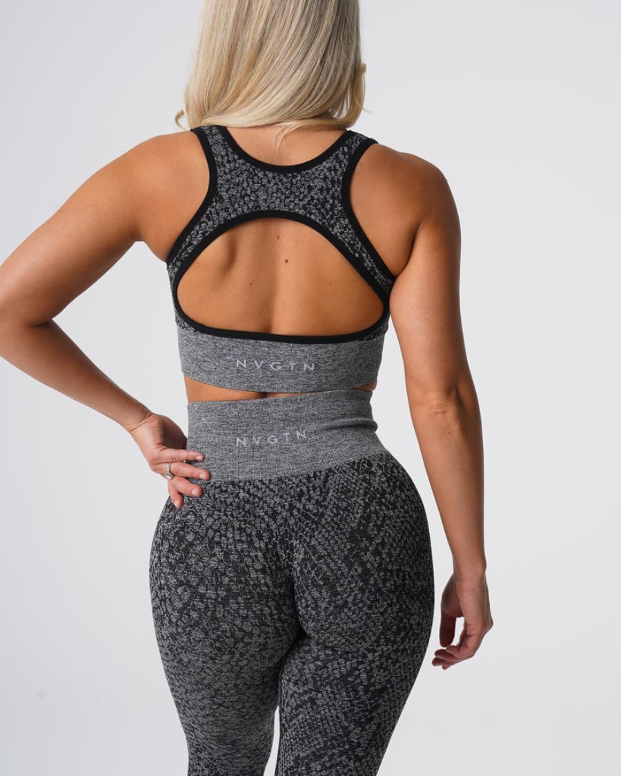 NVGTN Snakeskin Eclipse Seamless Sports Bh Dame Sort Danmark | S2TW5S15