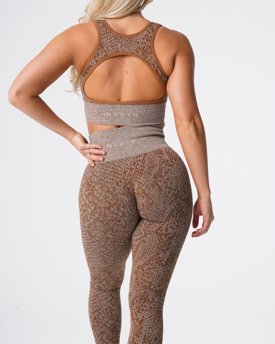 NVGTN Snakeskin Seamless Leggings Dame Brune Danmark | IC607X9I