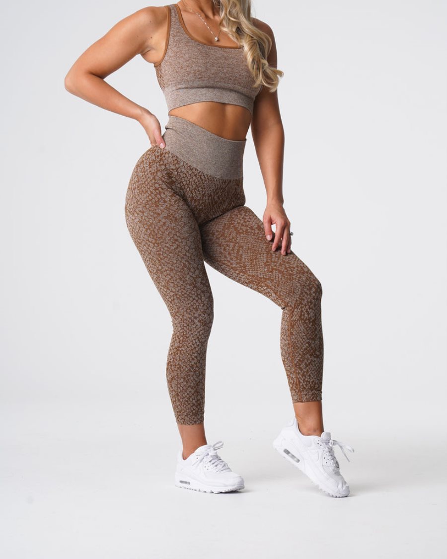 NVGTN Snakeskin Seamless Leggings Dame Brune Danmark | IC607X9I