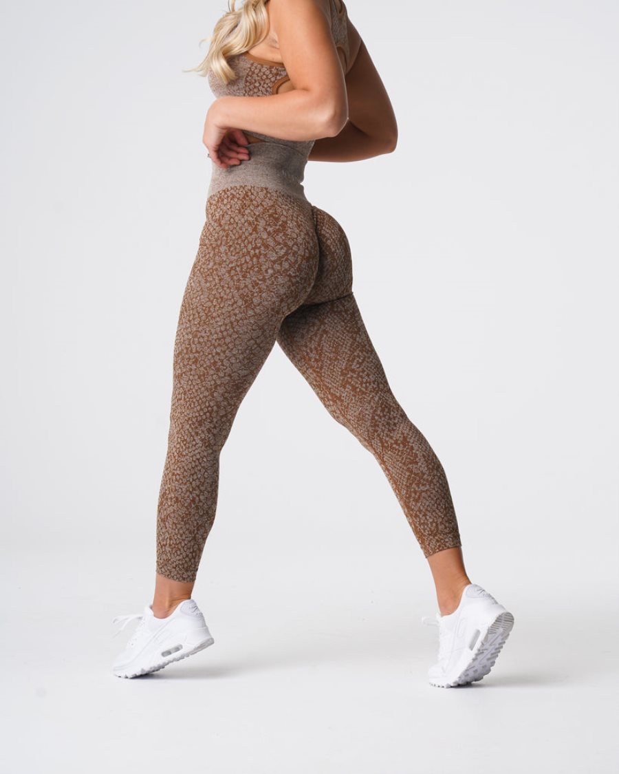 NVGTN Snakeskin Seamless Leggings Dame Brune Danmark | IC607X9I