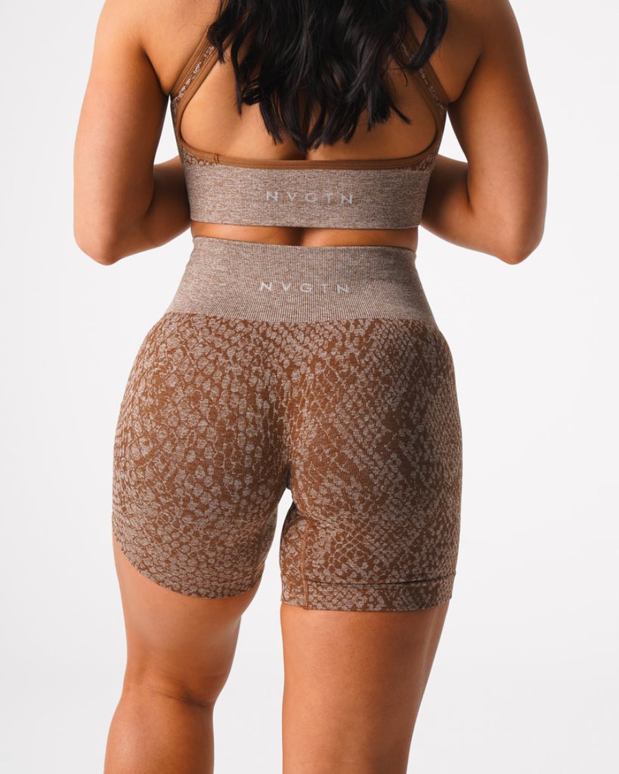 NVGTN Snakeskin Seamless Shorts Dame Brune Danmark | S8WRQVYD