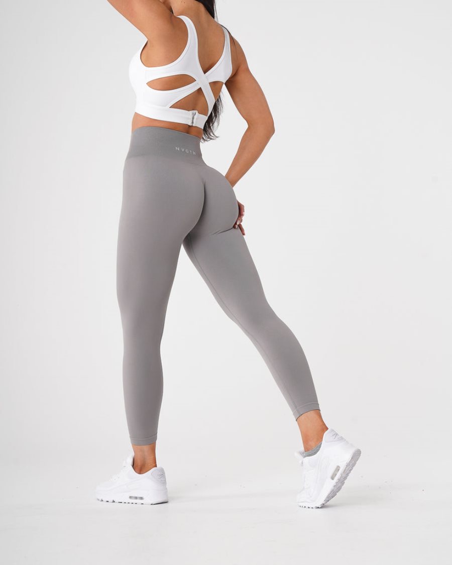 NVGTN Solid Seamless Leggings Dame Lysegrå Danmark | R44Z4X0W