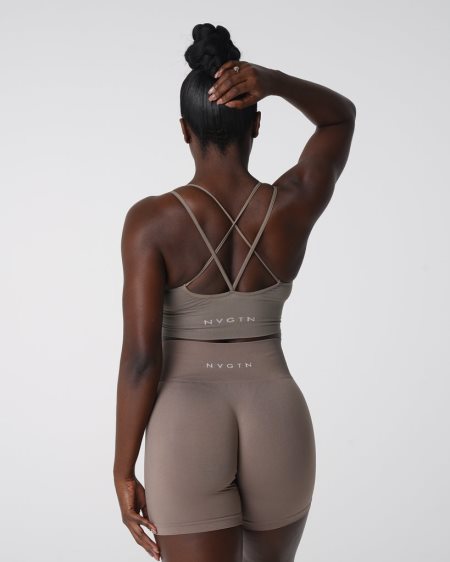 NVGTN Flourish Seamless Sports Bh Dame Grå Brune Danmark | MJI8MVX8