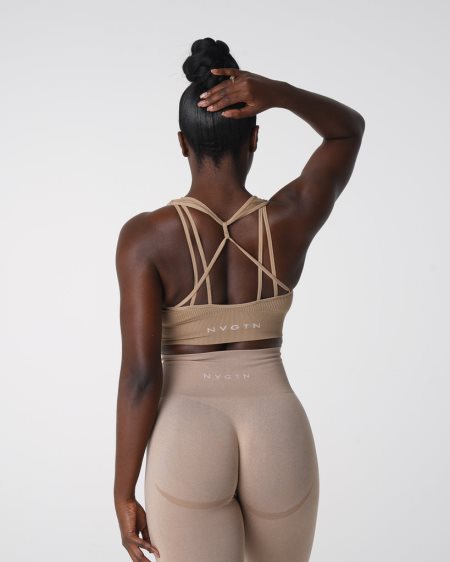 NVGTN Galaxy Ribbet Seamless Sports Bh Dame Beige Danmark | H5ISUHQO