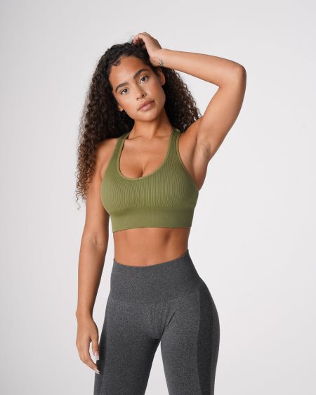 NVGTN Galaxy Ribbet Seamless Sports Bh Dame Khaki Grøn Danmark | T1K5BXHM