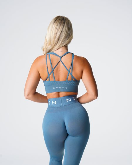 NVGTN Galaxy Ribbet Seamless Sports Bh Dame Blå Danmark | TIWTPMMG