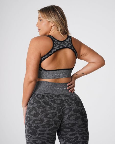 NVGTN Leopard Eclipse Seamless Sports Bh Dame Sort Danmark | 78VYLTMJ