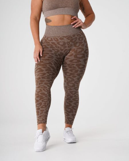 NVGTN Leopard Seamless Leggings Dame Brune Danmark | 0GGSOIOQ