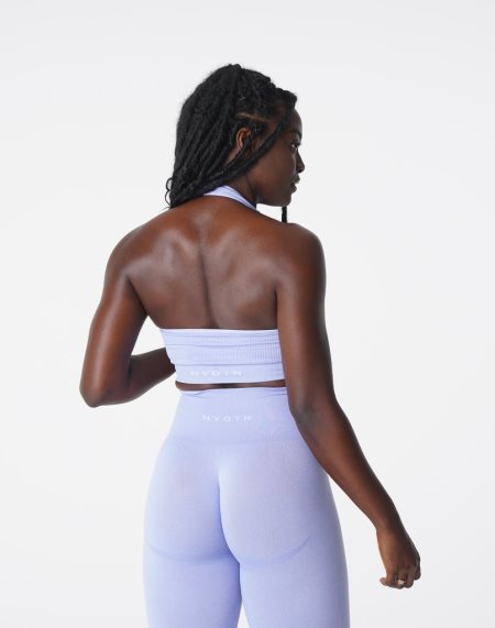 NVGTN Limitless Ribbet Seamless Halter Sports Bh Dame Lyselilla Danmark | 3OII12XY