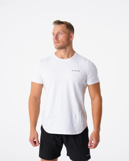 NVGTN Pulse Fitted T Shirts Herre Hvide Danmark | ENSA4BEW