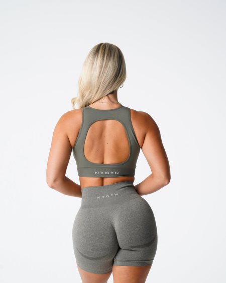 NVGTN Pursuit Seamless Sports Bh Dame Khaki Grøn Danmark | YGBZFRMJ