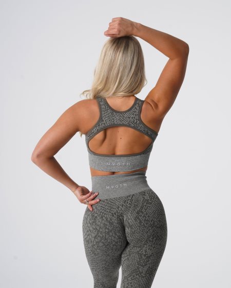 NVGTN Snakeskin Eclipse Seamless Sports Bh Dame Khaki Grøn Danmark | 22DO7EHR