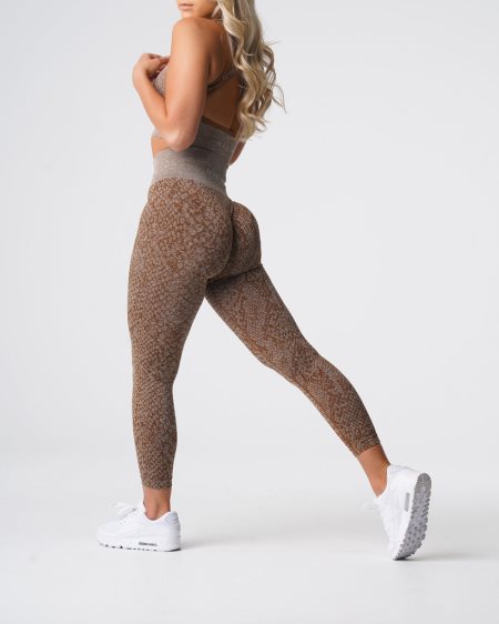 NVGTN Snakeskin Seamless Leggings Dame Brune Danmark | IC607X9I