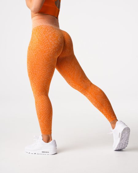 NVGTN Snakeskin Seamless Leggings Dame Orange Danmark | HQRELAKL