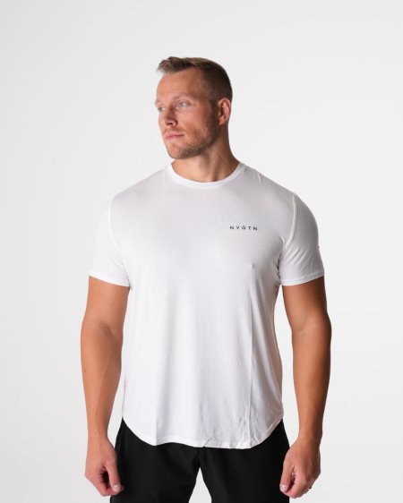 NVGTN Tech Fitted T Shirts Herre Hvide Danmark | AXVACUIV