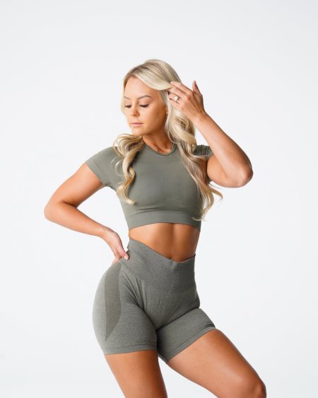 NVGTN Vortex Seamless Top Sports Bh Dame Khaki Grøn Danmark | 4JZ4Z7SR