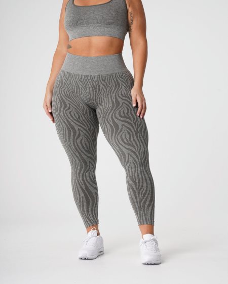 NVGTN Zebra Seamless Leggings Dame Khaki Grøn Danmark | 2CNBZTCN