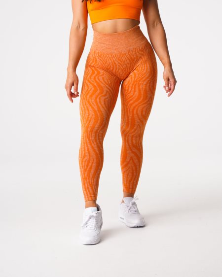 NVGTN Zebra Seamless Leggings Dame Orange Danmark | QC16QDA6